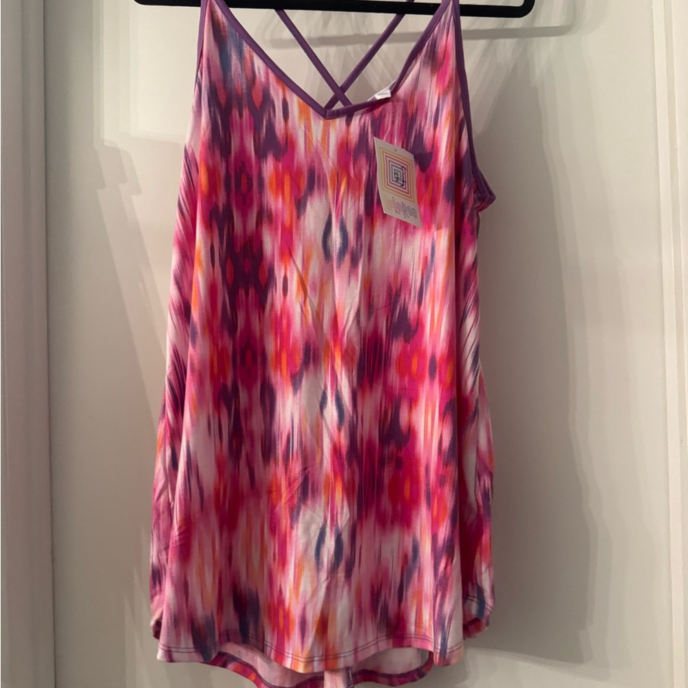 Lularoe Daniella Vibrant Pink Patterned Women's Top